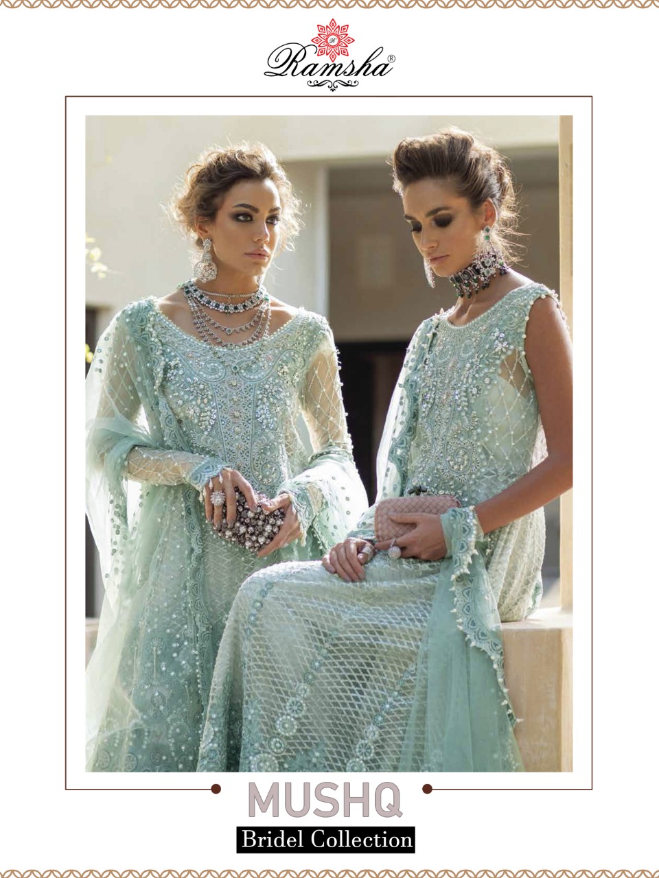 Ramsha Mushq 257-261 Series Net Heavy Embroidery Pakistani Suits Collection