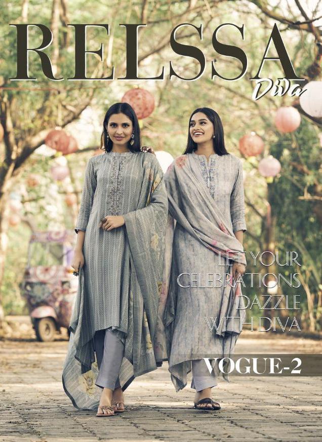 Relssa Presenting Vogue Vol 2 Pure Muslin Silk Embroidery Work Heavy Suits Trader