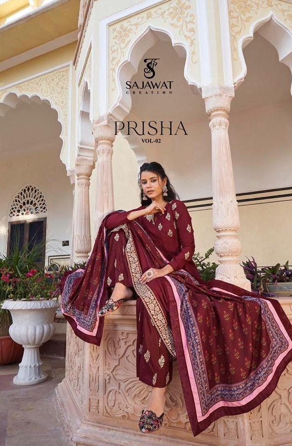 Sajawat Creation Prisha Vol 2 Heavy Muslin Silk Designer Style Readymade Salwar Kameez In Surat