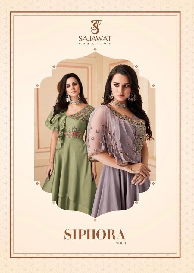 Sajawat Creation Siphora Vol 1 Long Gown Style Party Wear Designer Soft Silk Suits Exporter