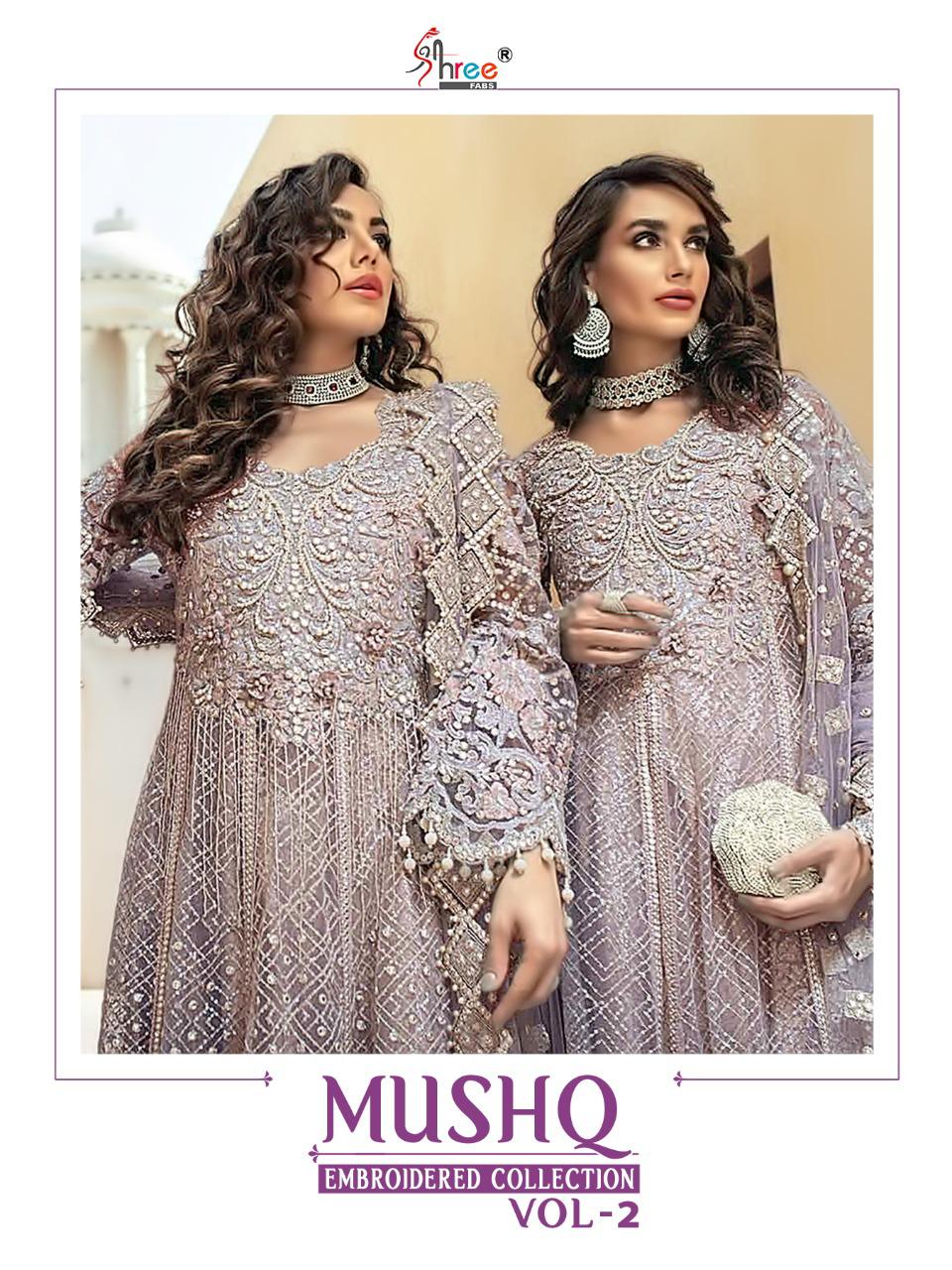 Shree Fab Mushq Vol 2 Butterfly Net 202-205 Series Party Wear Long Designer Embroidery Work Suits