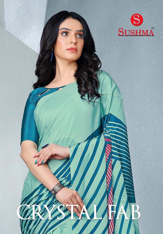 Sushma Crystal Fab Printed Crape Daily Wear Classy Saree Collection