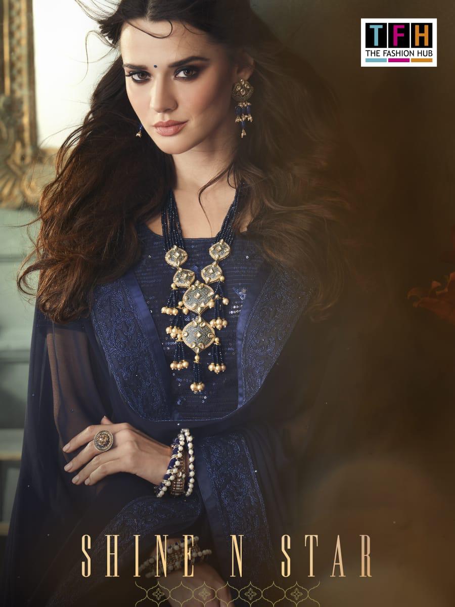 Tfh Present Shine N Star Georgette Exclusive Fancy Saree Wholesaler