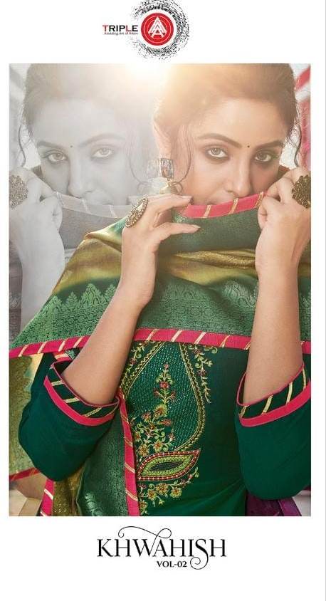 Triple Aaa Launch Khwahish Vol 2 Chinon Silk With Wokr Exclusive Stylish Salwar Suits