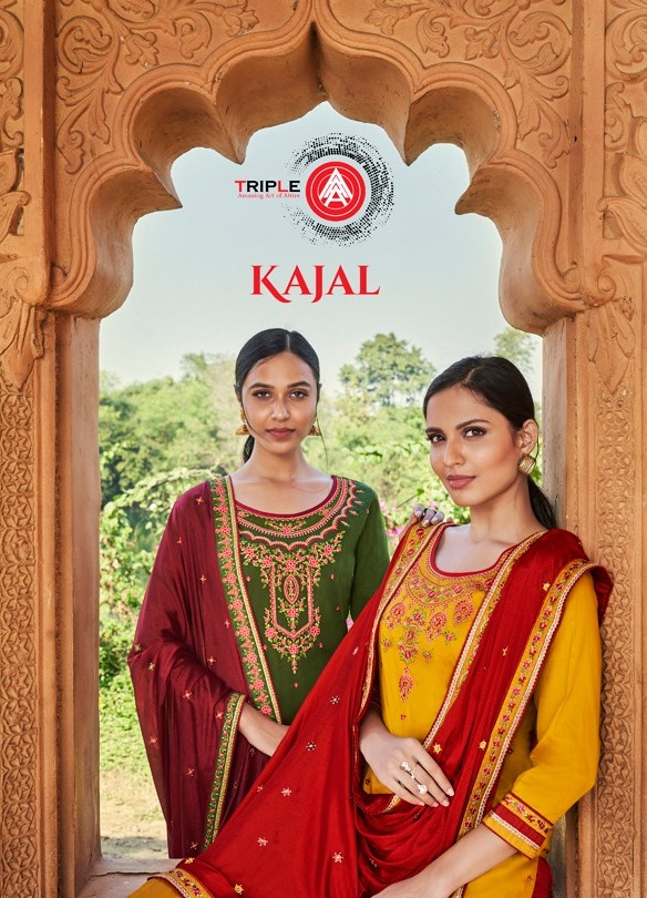 Triple Aaa Launching Kajal Jam Silk With Embroidery Work Designer Suits At Best Price