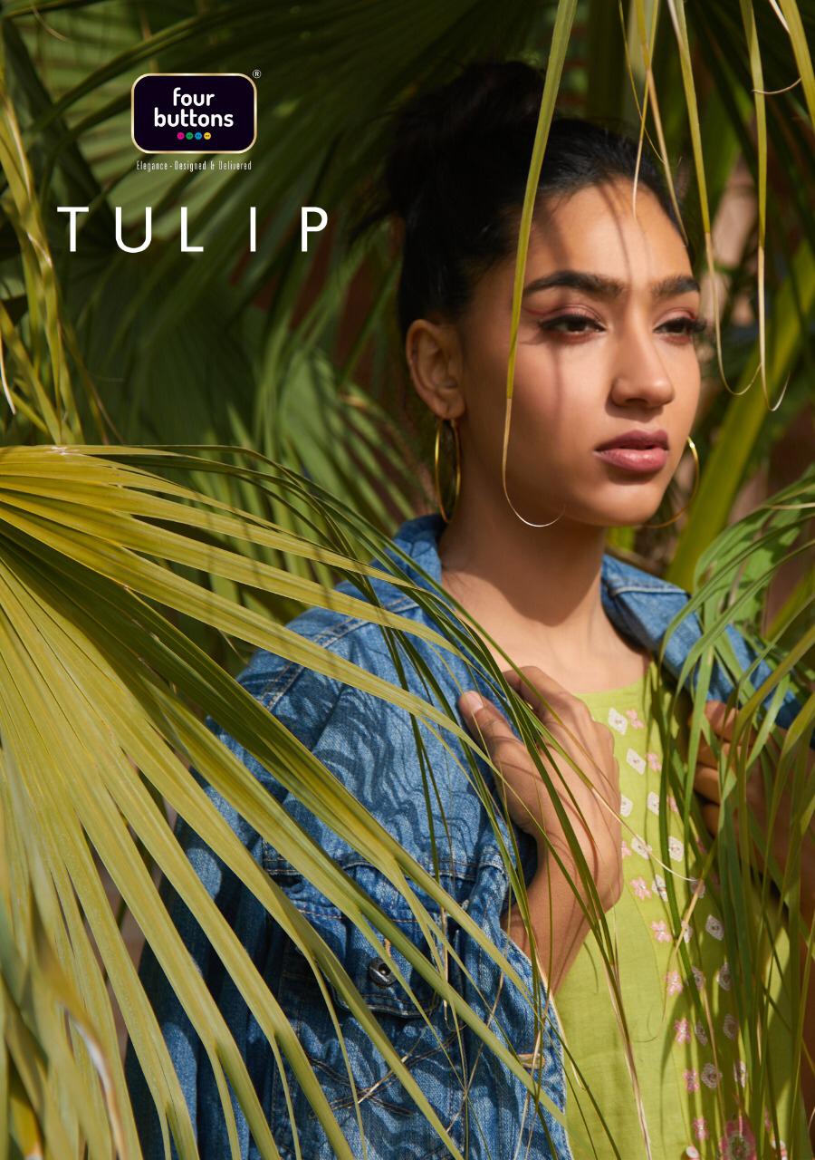 Tulip By Four Buttons Woven Cotton Embroidery Short Kurti Catalogs Collections 2021