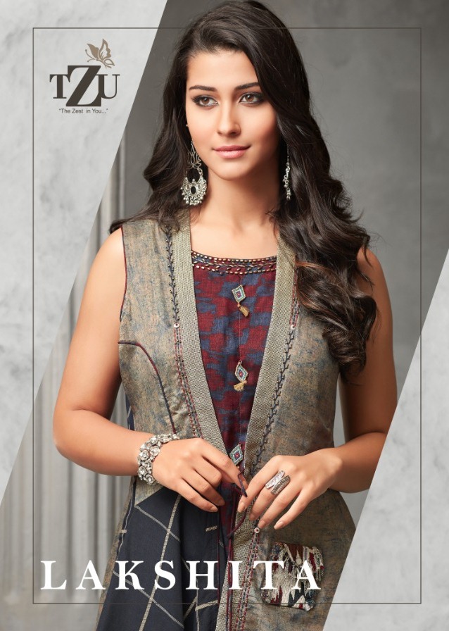 Tzu Lifestyle Lakshita Tussar Silk With Long Round Cut With Shrug And Jacket Style Kurti