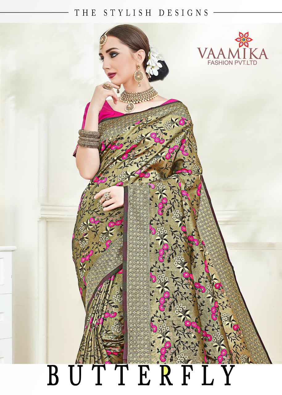 Vamika Fashions Butterfly Art Soft Silk Looking Rich 1001-1010 Series Designer Saree Trader