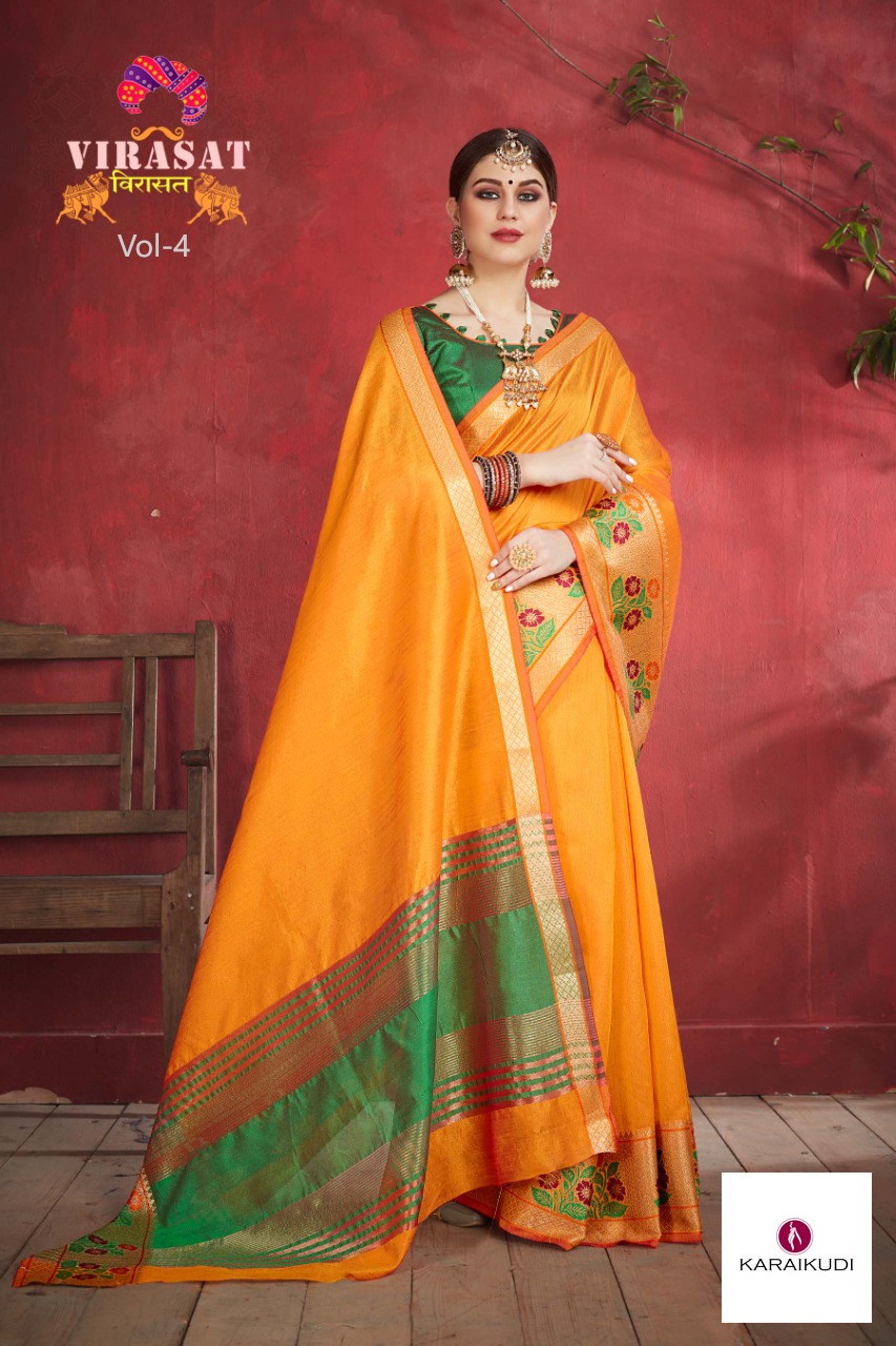 Virasat Silk Vol 4 By Karaikudi Casual Wear Weaving Saree At Wholesale Exporter