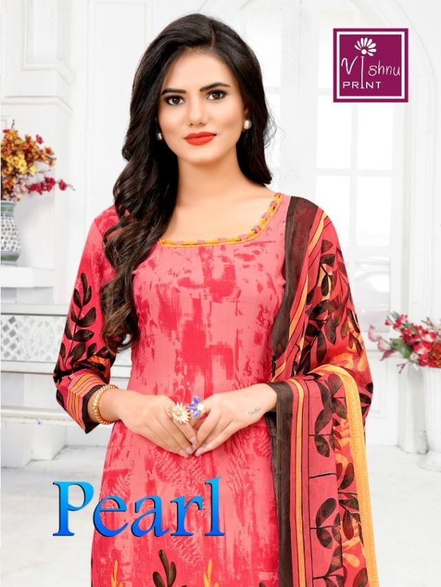 Vishnu Pearl Rayon Print Daily Wear Girls Collections Dress Materials At Lowest Rate