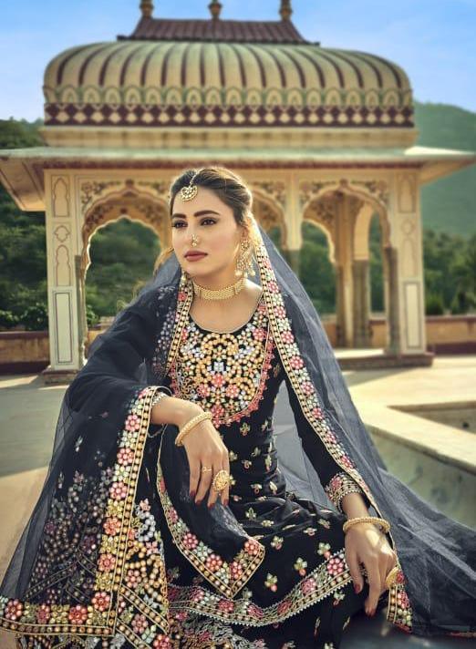 Amyra Designer Noor Heavy Embroidered Plazzo Style Ladies Dresses For Party Wear