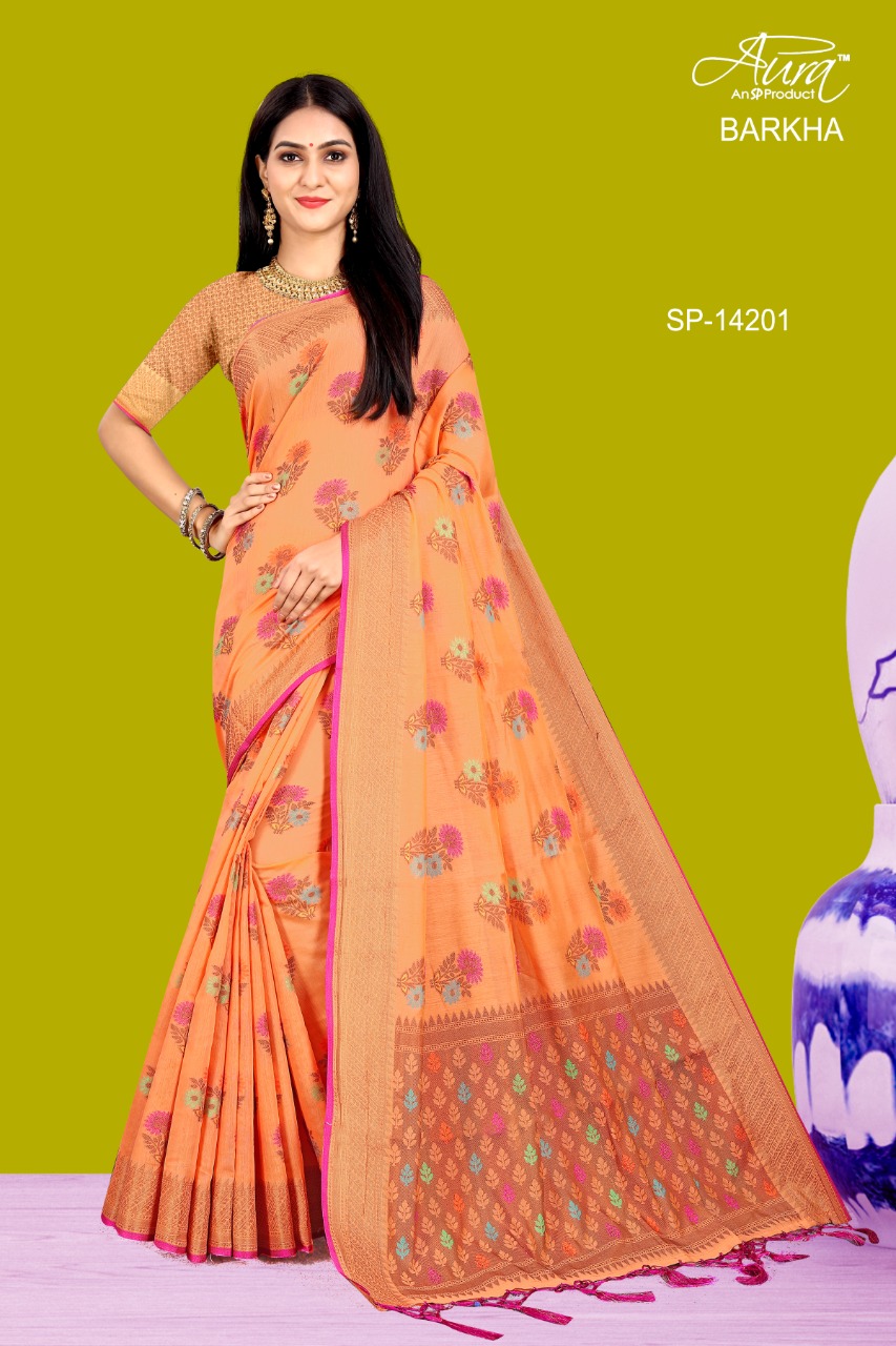 Aura Saree Launching Barkha Glamours Look Cotton Saree Trader In Surat Market