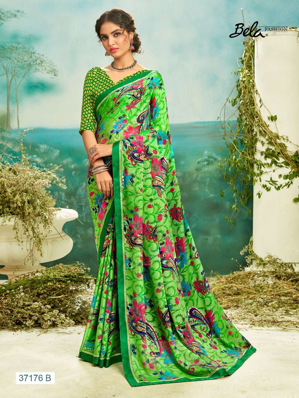 blossom by bela fashion brasso digital printed exclusive saree supplier