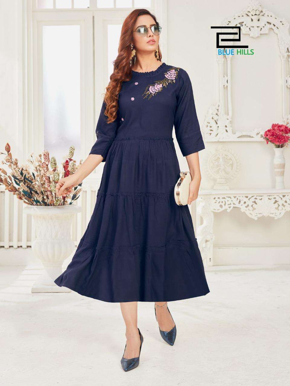 blue hills mohini rayon frill style fancy kurti