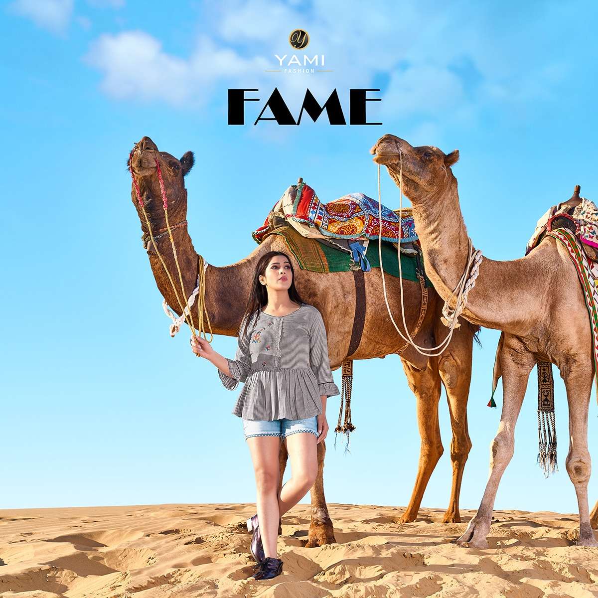 fame by yami fashion rayon embroidery ladies short top western collection