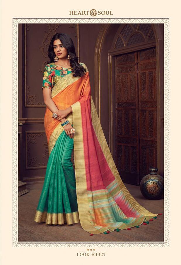 Heart And Soul Present 1425-1430 Series Handloom Silk Ethnic Stylish Saree