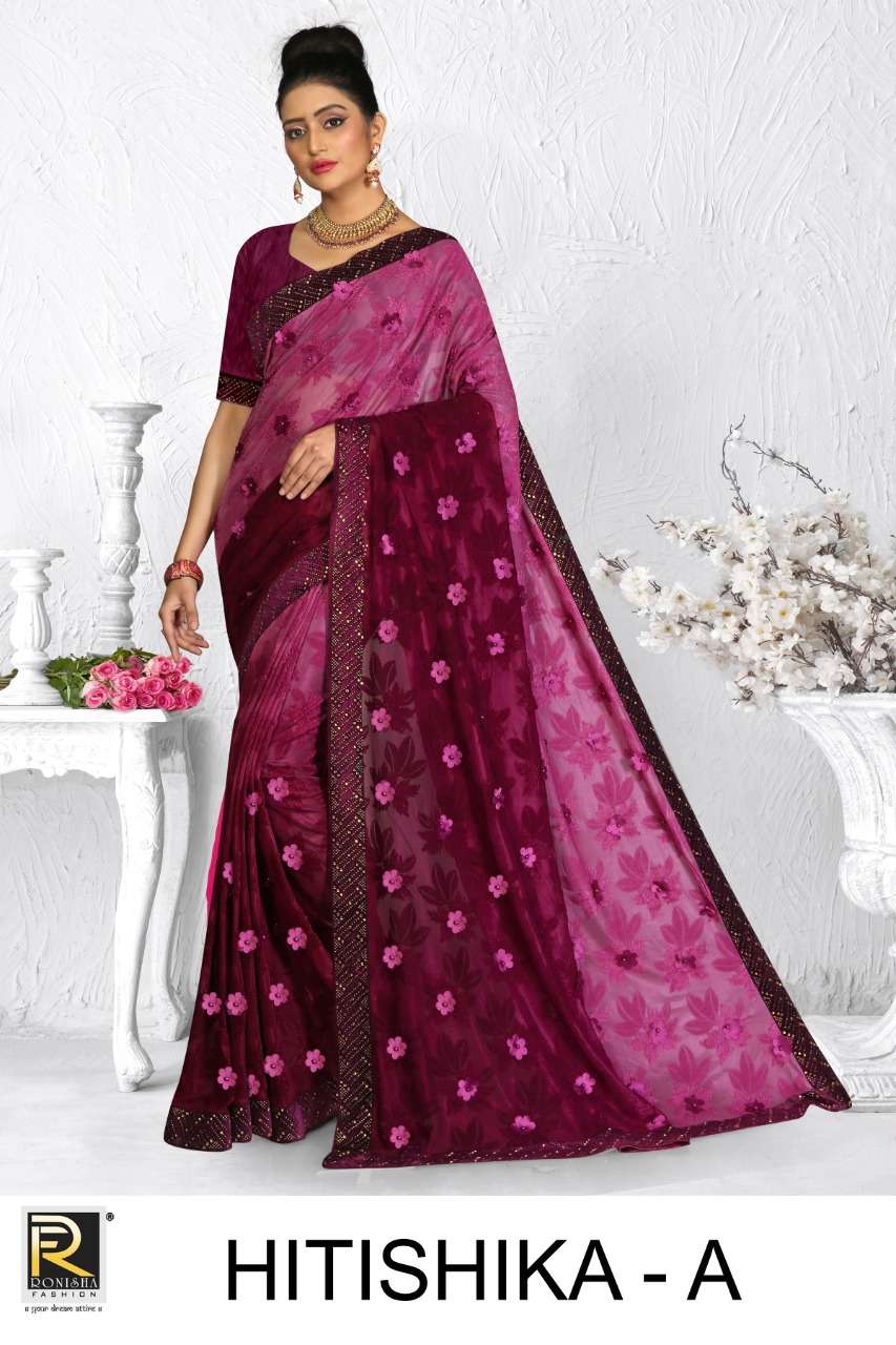 Hitishika by ranjna saree siroski work fastiv wear saree Collection 