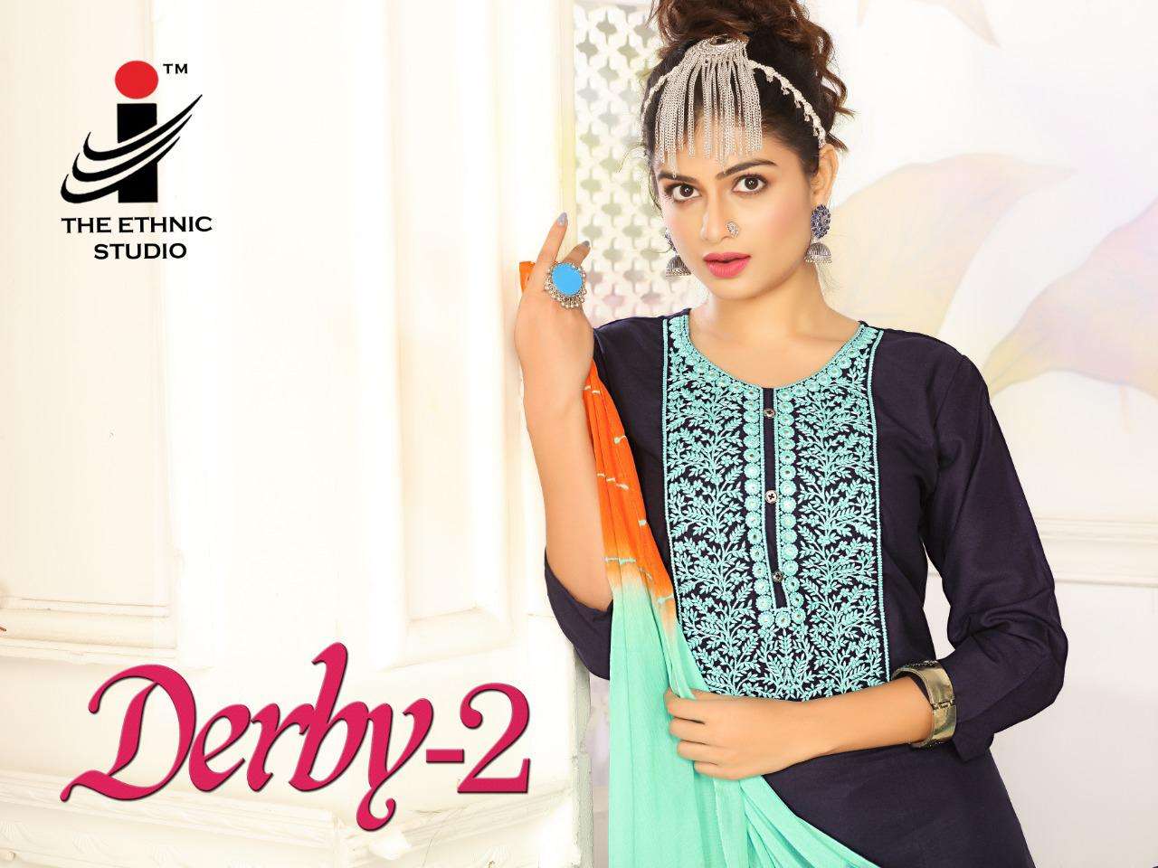 I DERBY 2 by the ethnic studio heavy rayon readymade patiyala suit catlog collection wholesaler best rate