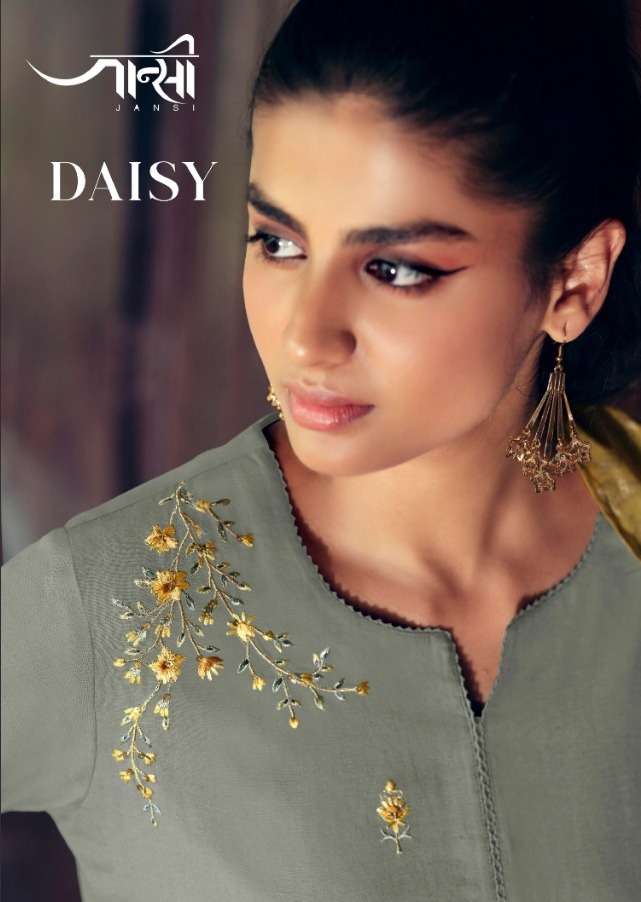 jansi present daisy by omtex linen cotton readymade suits collection
