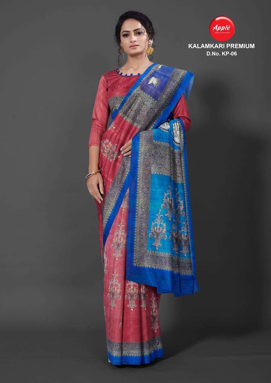 kalamkari premium by apple bhagalpuri digital printed summer wear saree