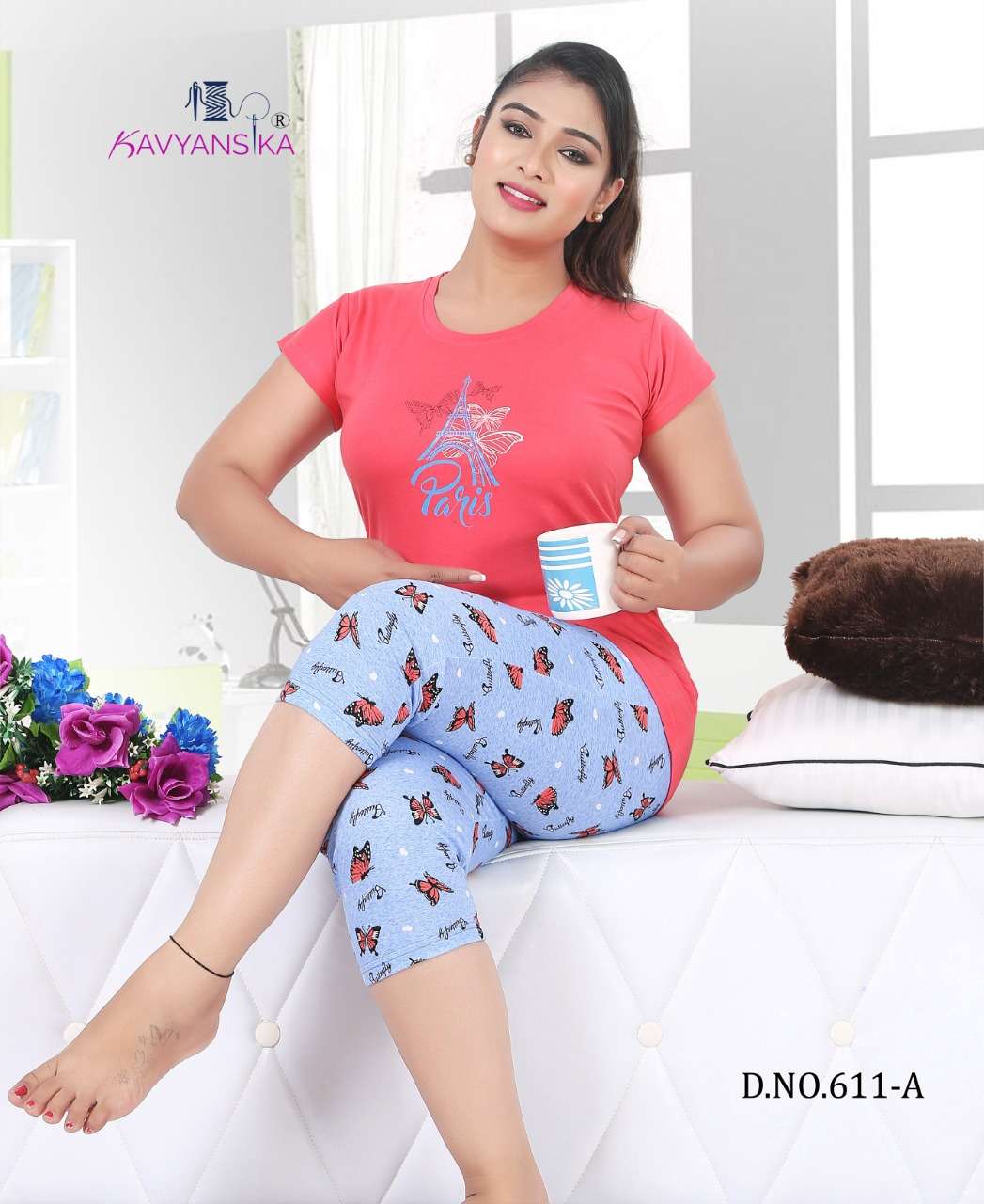 kavyansika capri night suit vol 611 hosiery cotton night suit collection