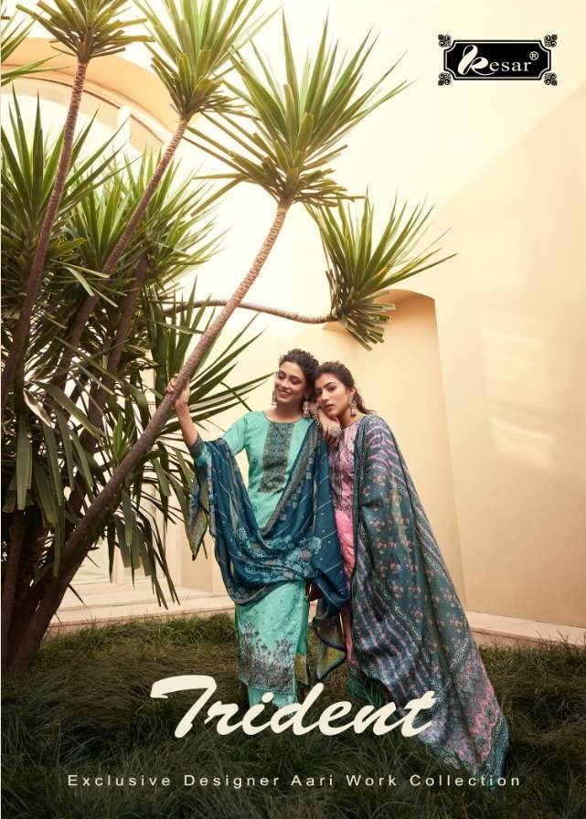 kesar present trident pure jaam digital print with aari work salwar suit