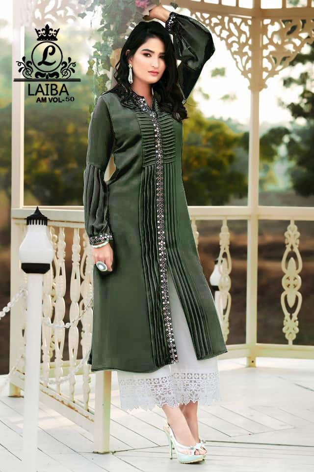 Laiba Designer Presents Am Vol 50 Pure Georgette Party Wear Kurti With Plazzo Pants