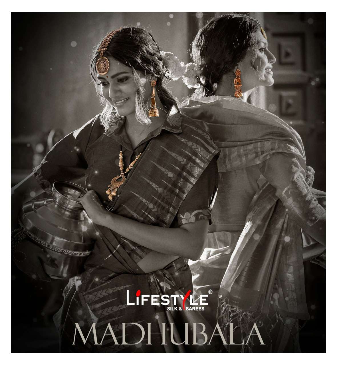 lifestyle madhubala linen silk exclusive fancy saree