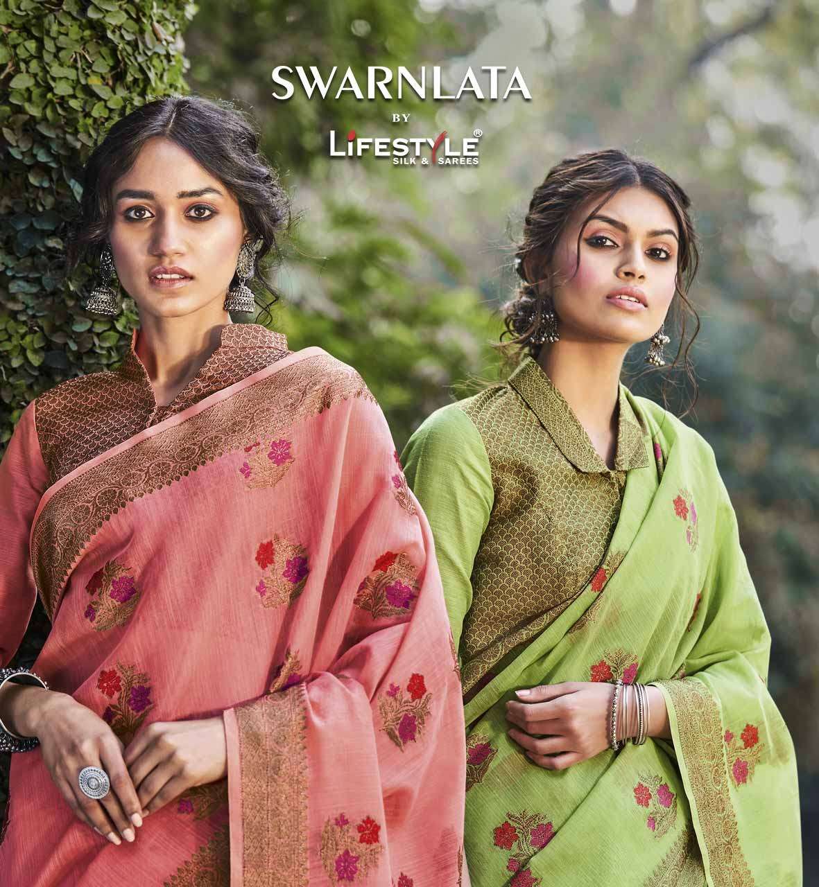 lifestyle present swarnlata linen cotton rich pallu traditional wear saree