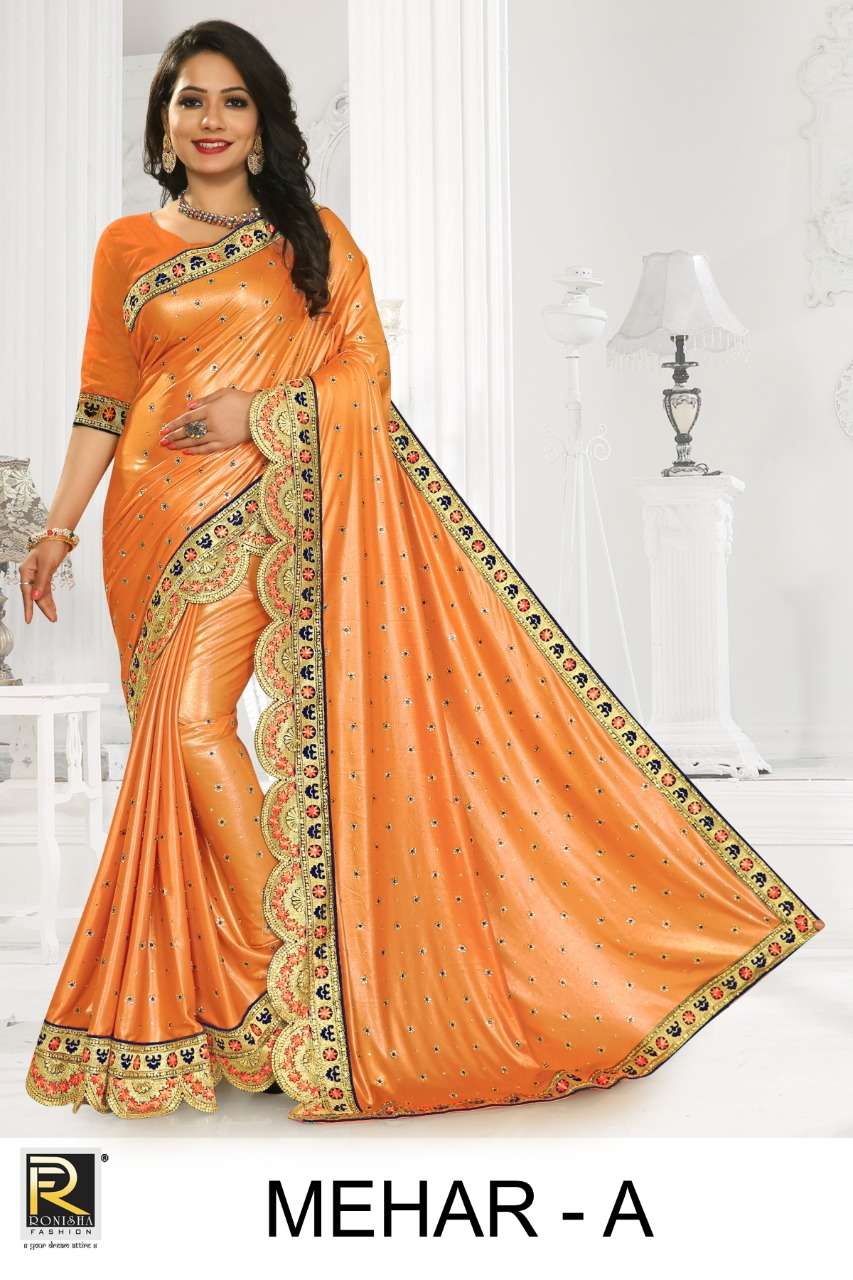 mehar by ranjna lycra heavy diamond work ethnic stylish saree supplier