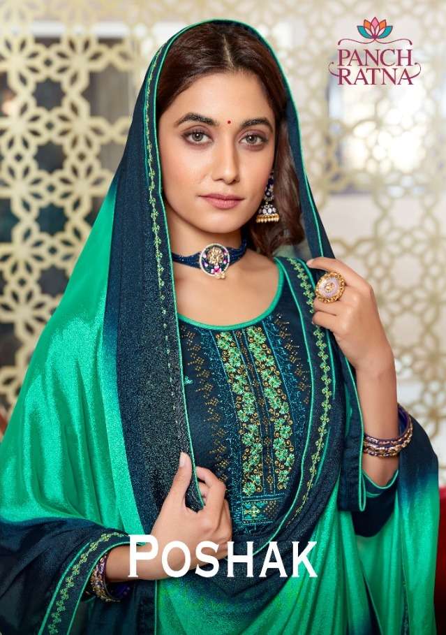 poshak by panch ratna jam silk embroidery ethnic wear suits wholesaler