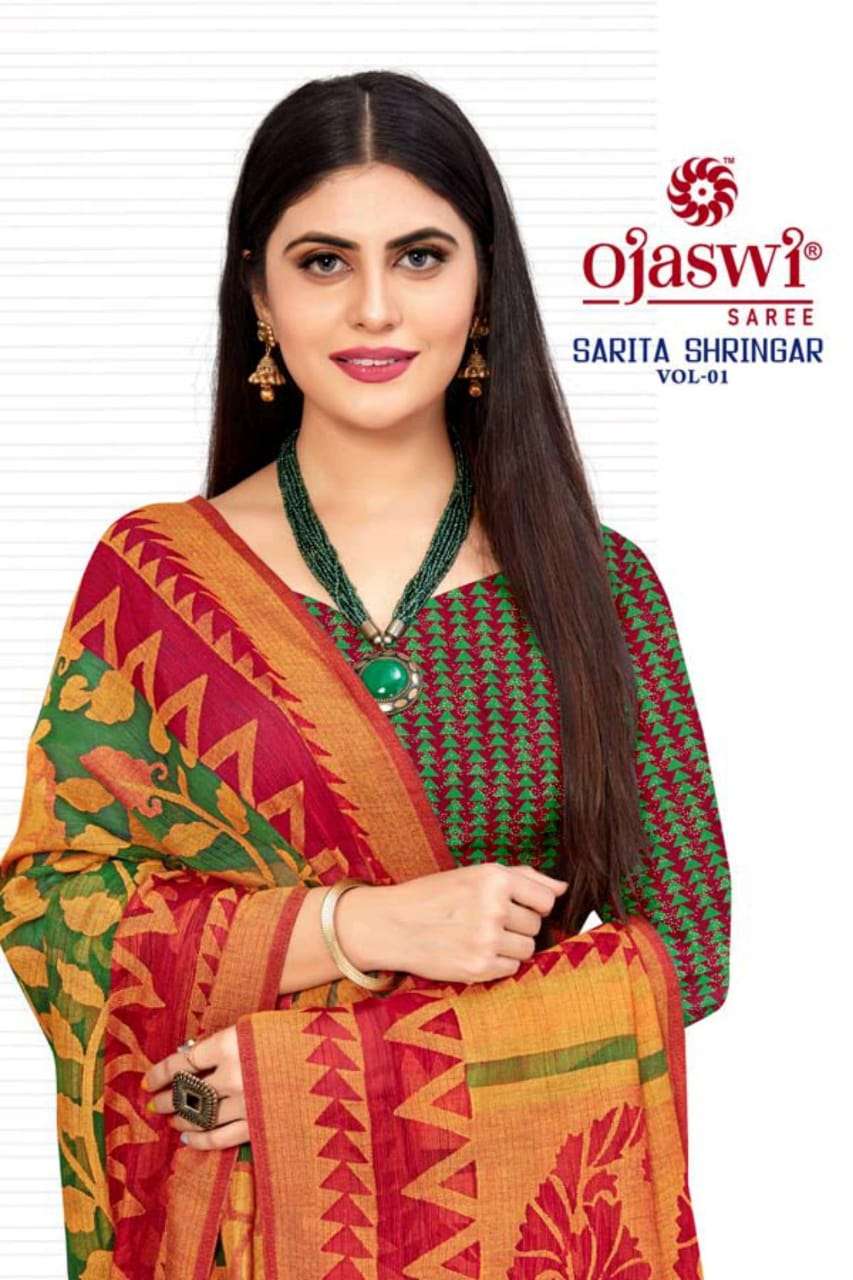 sarita shringar vol 1 by ojaswi saree heavy brasso printed saree wholesaler