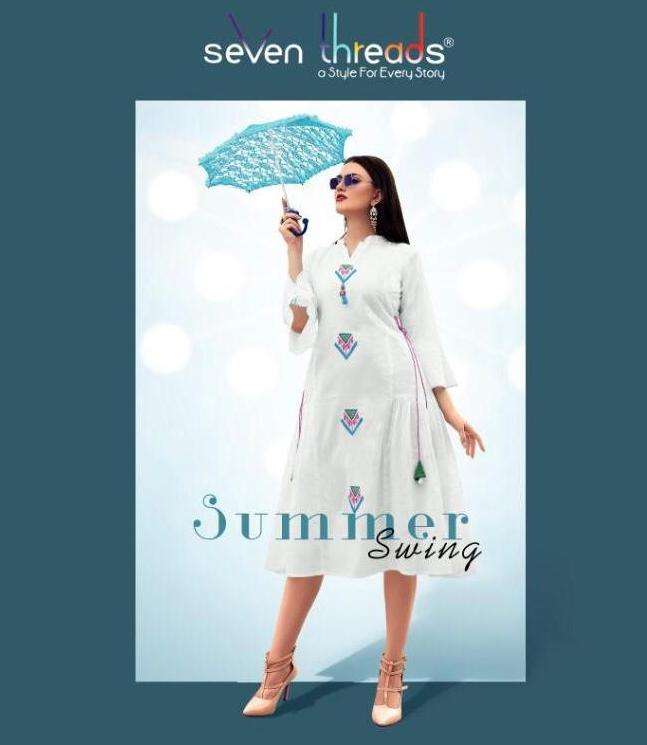 seven threads summer swing cotton fancy kurtis wholesale store in surat 