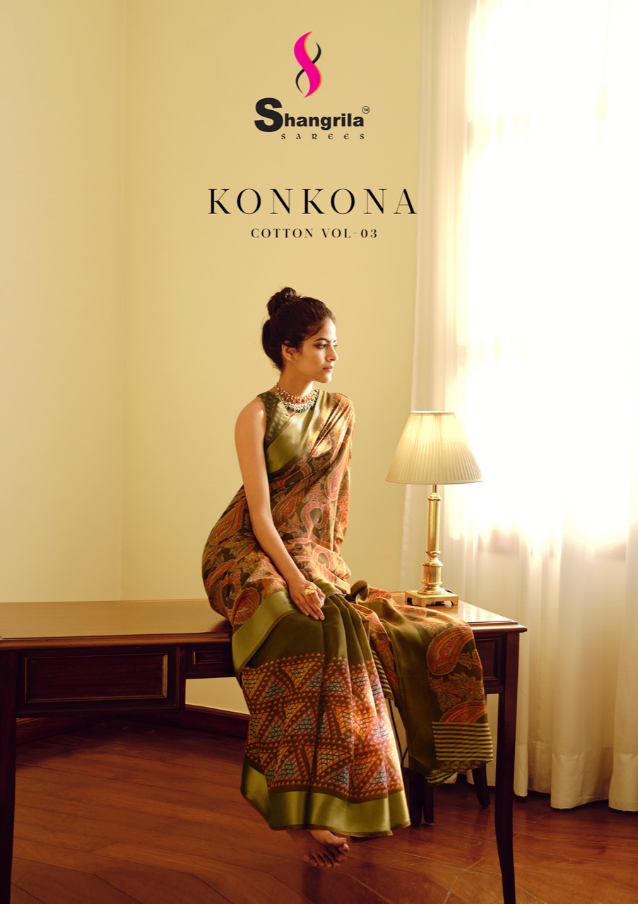 Shangrila Launch Konkona Cotton Vol 3 Designer Print Soft Silk Saree Catalogs Exporter