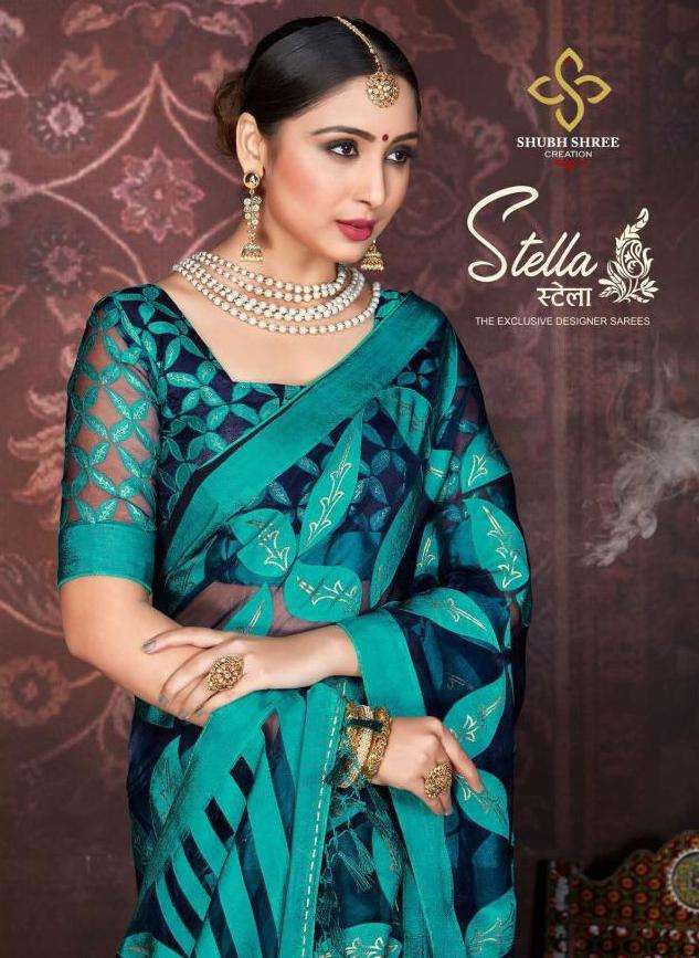 shubh shree creation stella organza brasso designer women saris wholesaler in surat 