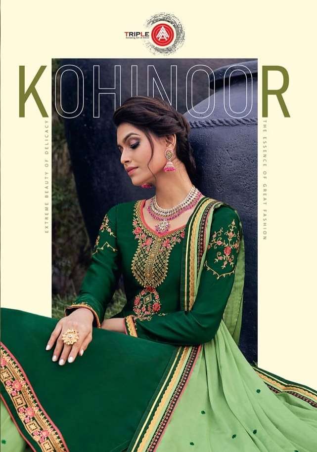 triple aaa kohinoor satin georgette lehenga style salwar suits