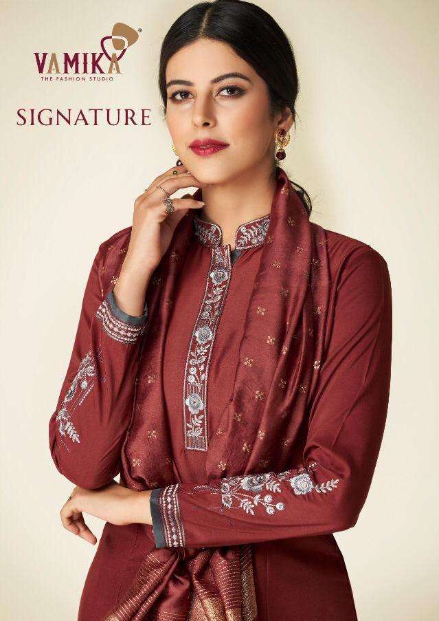 vamika signature readymade maslin silk plazzo style salwar kameez