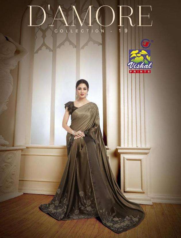 vishal prints damore vol 19 2484-2495 series party wear branded saris collection at krishna creation 