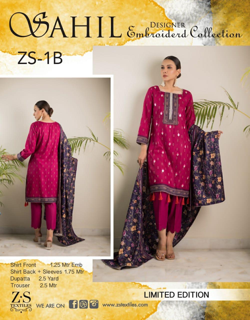 Zs Textile Sahil Lawn Original Lawn Embroidered Lawn Pakistani Suits 2021 Collections