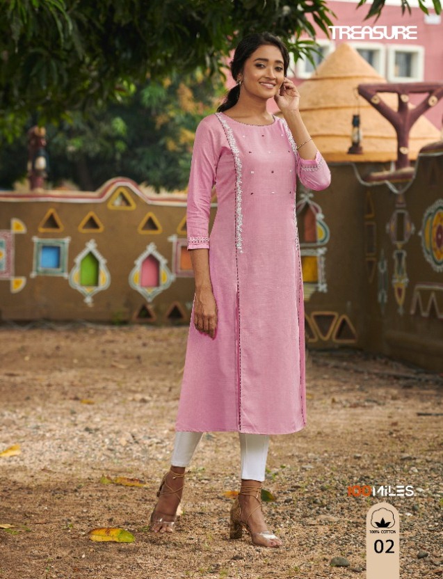 100 Miles Launch Treasure Linen Cotton Simple Sobar Kurti At Lowest Rate In India