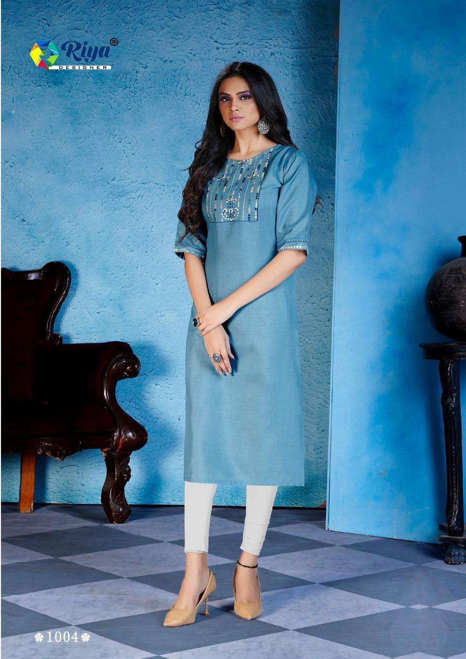 aarohi by riya designer cotton slub summer wear fancy ladies kurti