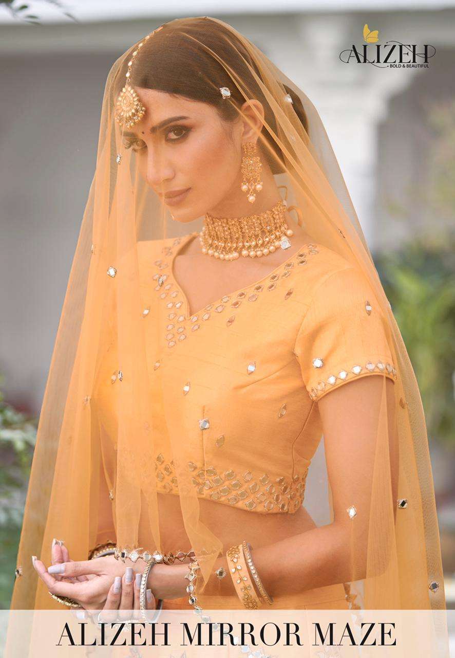 alizeh mirror maze heavy silk bridal wedding elegant lehenga collection