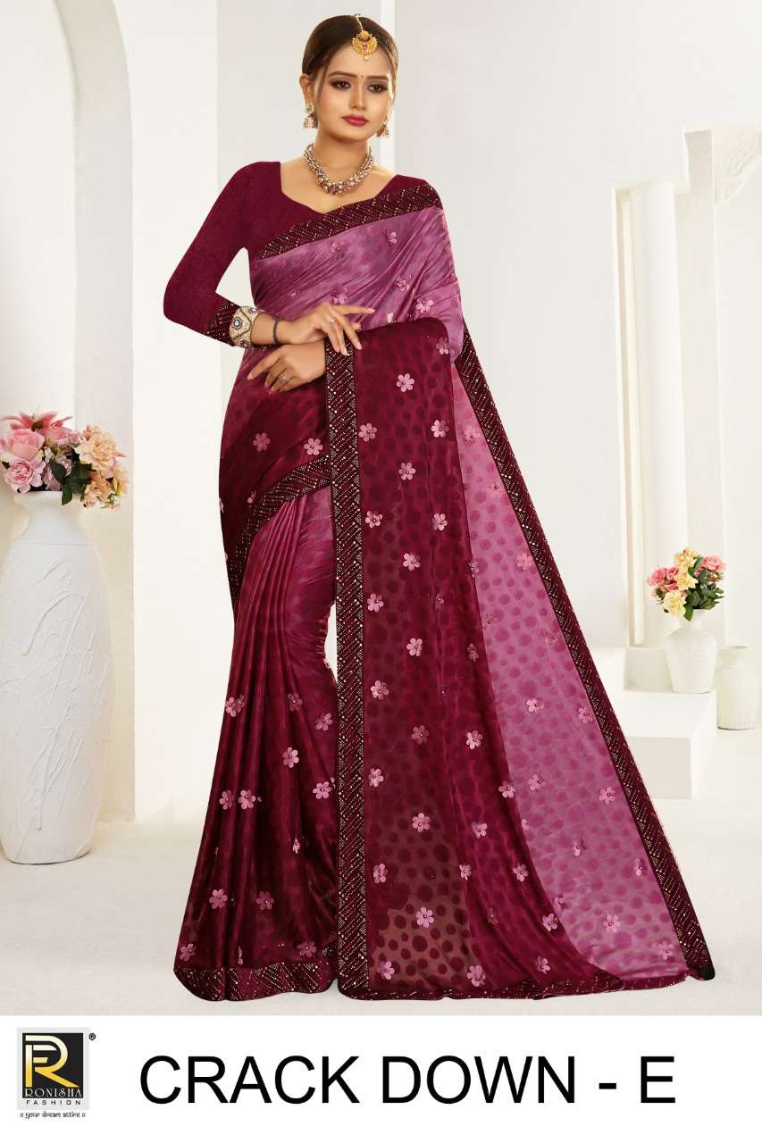 Crack down by ranjna saree siroski work fastiv wear saree Collection 