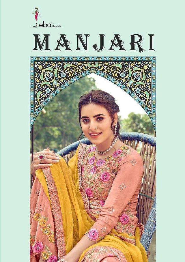 eba lifestyle manjari georgette embroidery plazzo suits wholesaler