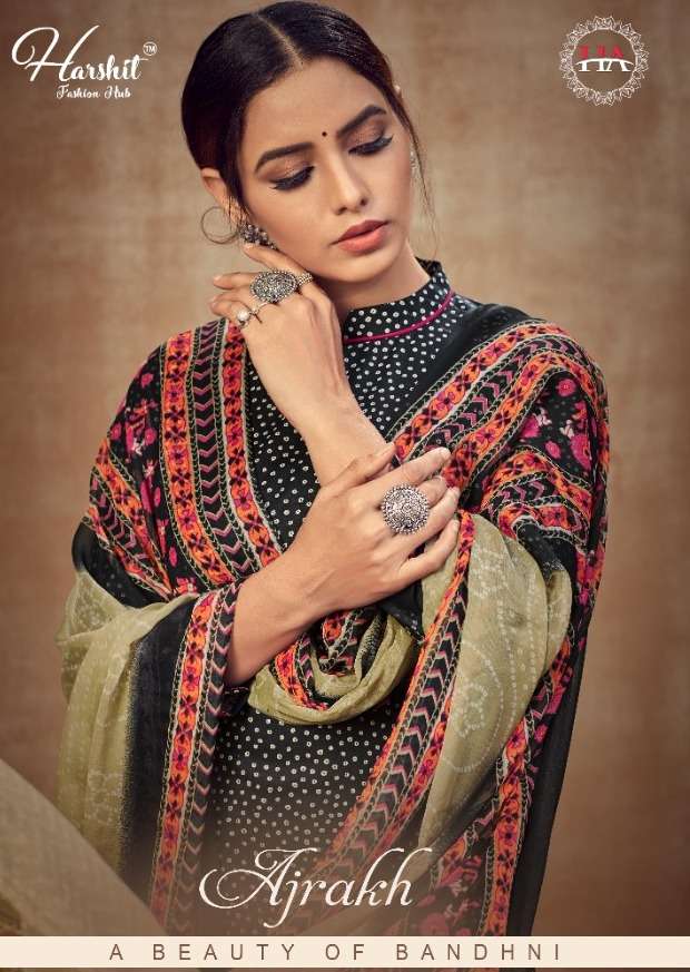 harshit fashion ajrakh bandhni printed ladies suits wholesaler 