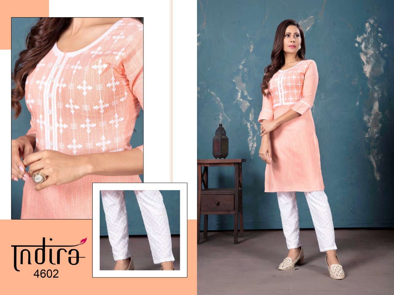 indira the spring vol 2 cotton embroidery top with pant collection