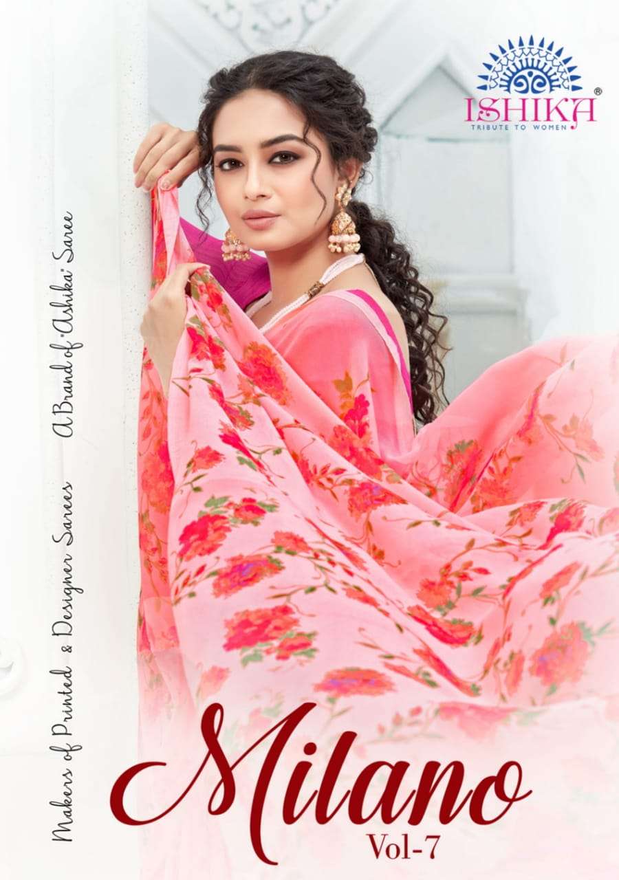 ishika milano vol 7 georgette printed fancy saree supplier