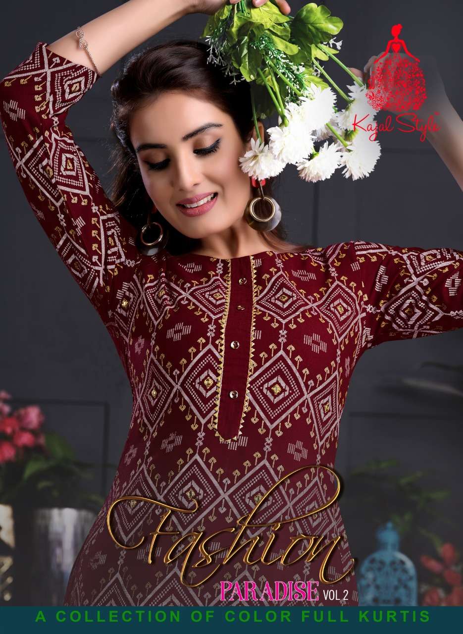 kajal fashion paradise vol 2 rayon kurti with pant and gown collection