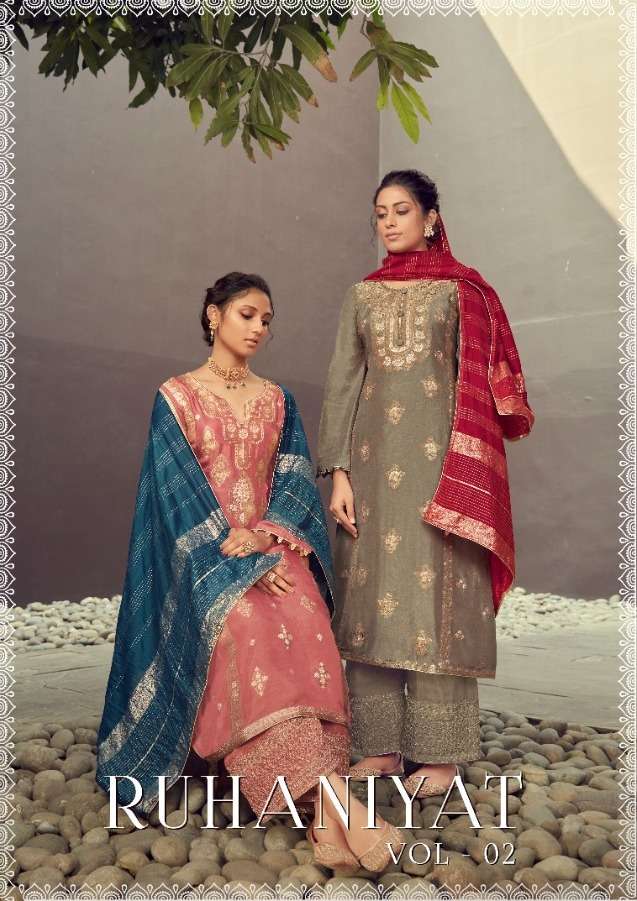 karma ruhaniyat vol 2 silk jacquard party wear fancy suit designs