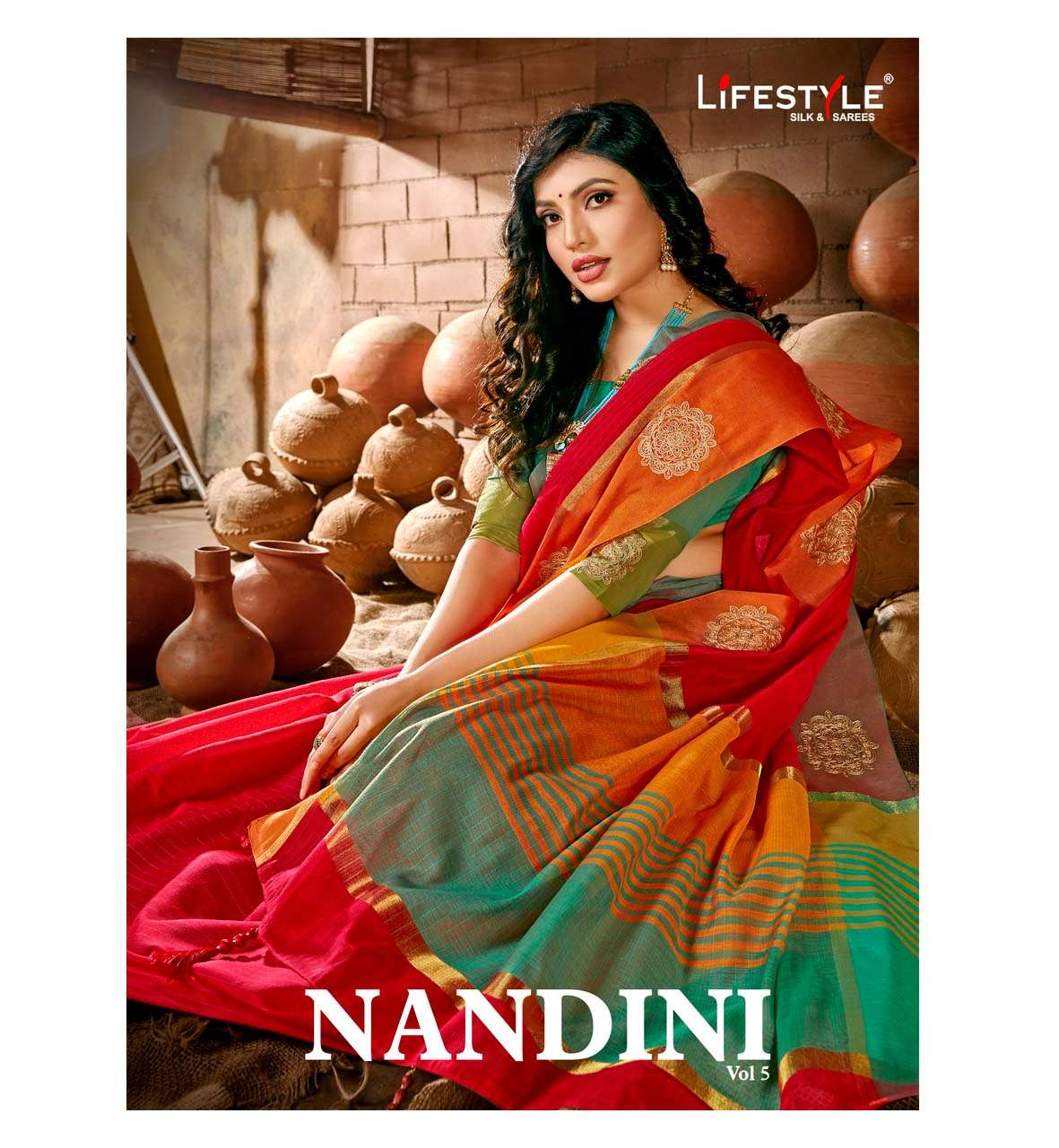 lifestyle nandini vol 5 chanderi silk designer saree wholesaler